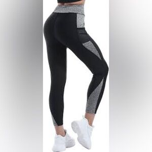 Venus Black and Gray Color-Block Leggings